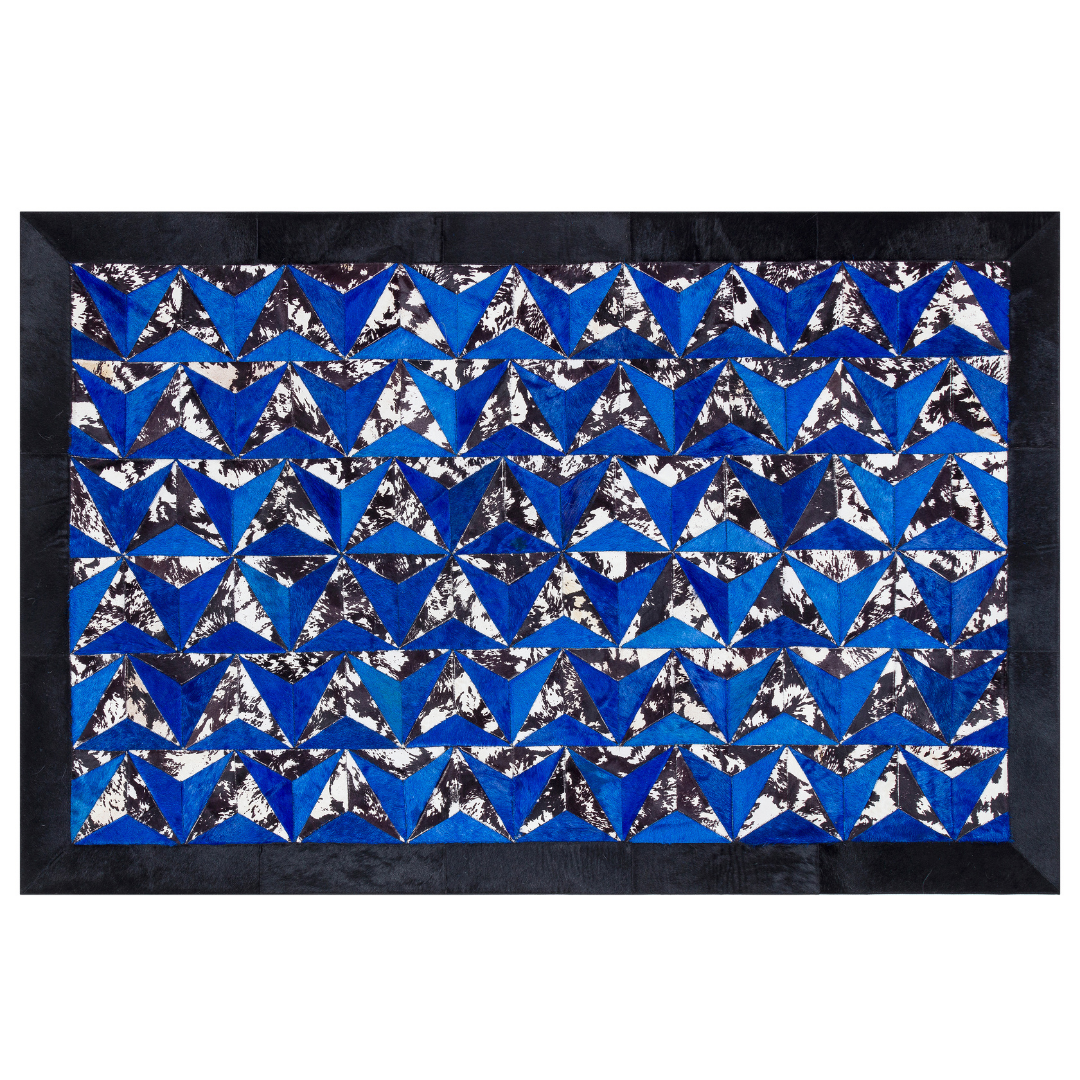 Blue Black Cowhide Rug