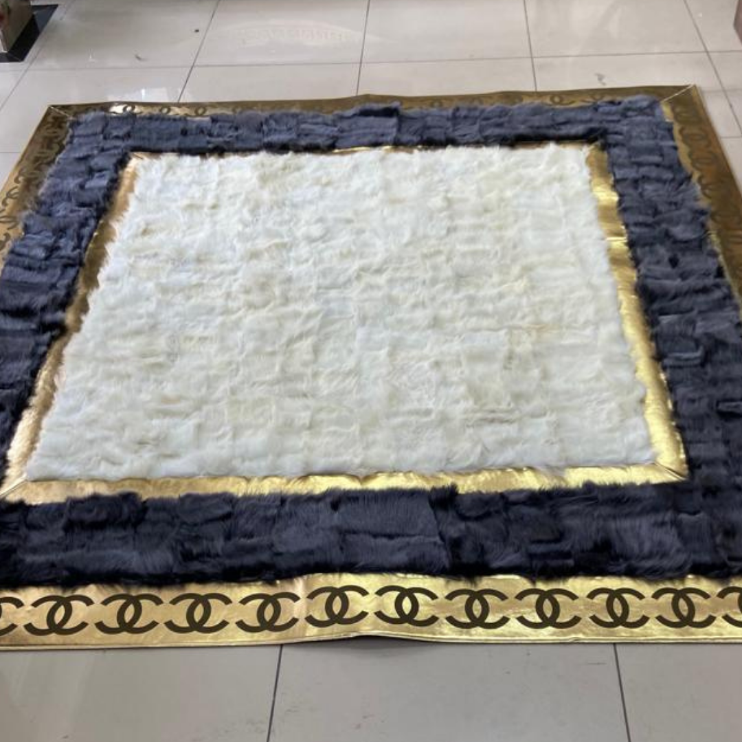 White Gray Sheepskin Bedroom Rug