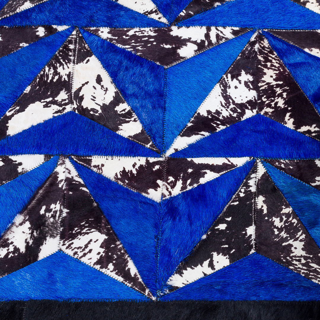 Blue Black Cowhide Rug