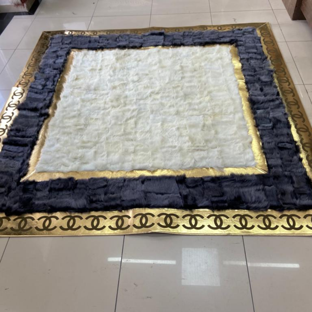 White Gray Sheepskin Bedroom Rug