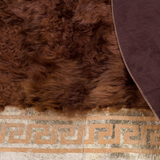 Oval Sheepskin Brown Gold Rug