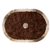 Oval Sheepskin Brown Gold Rug