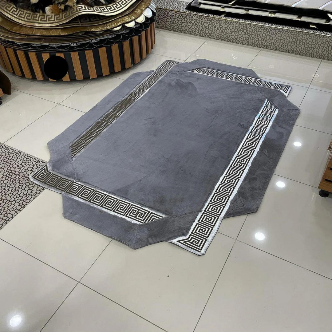 Gray Silver Plush Area Rug
