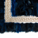 Navy Blue Fox Fur Rug