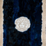 Navy Blue Fox Fur Rug