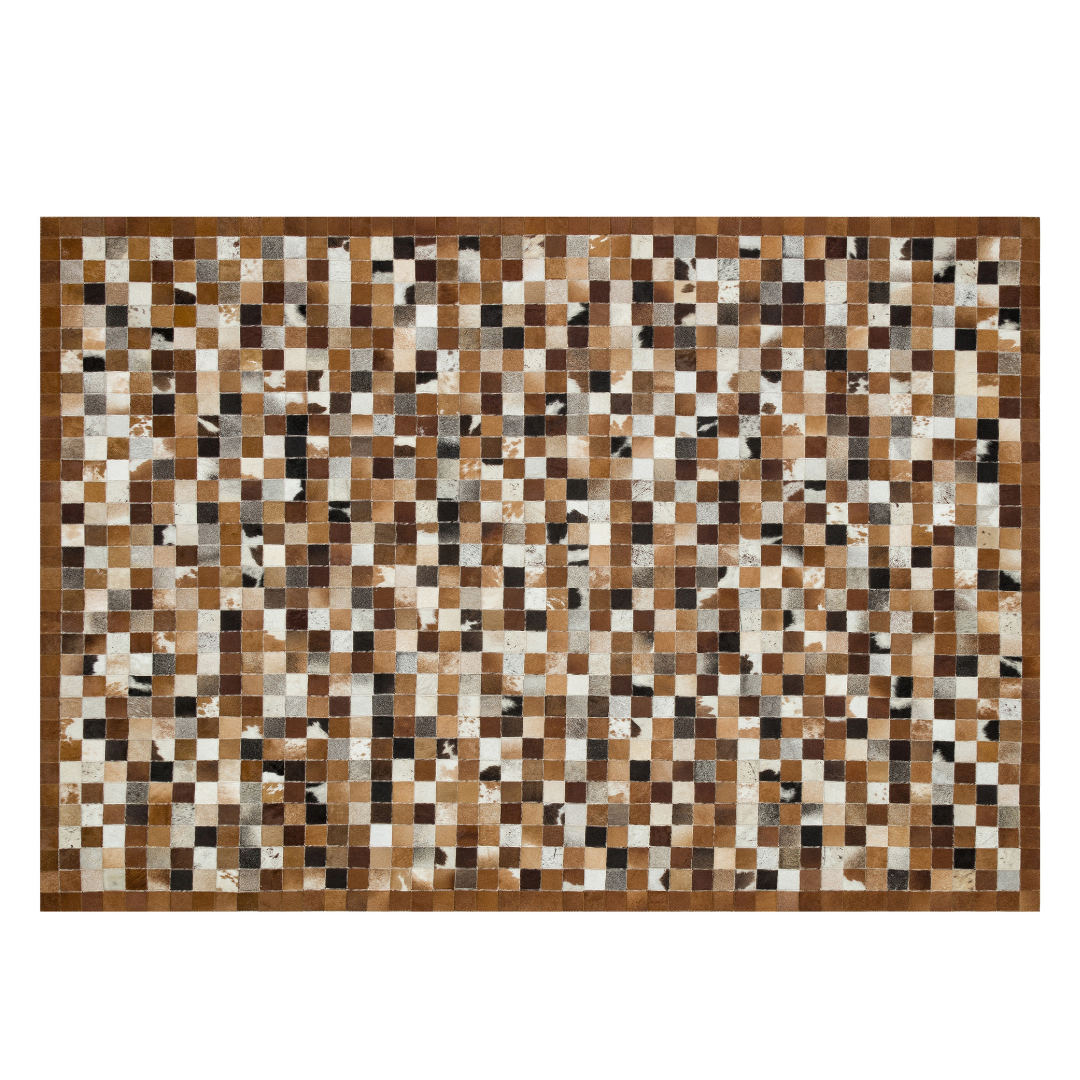 Patchwork Natural Cowhide Square Rug