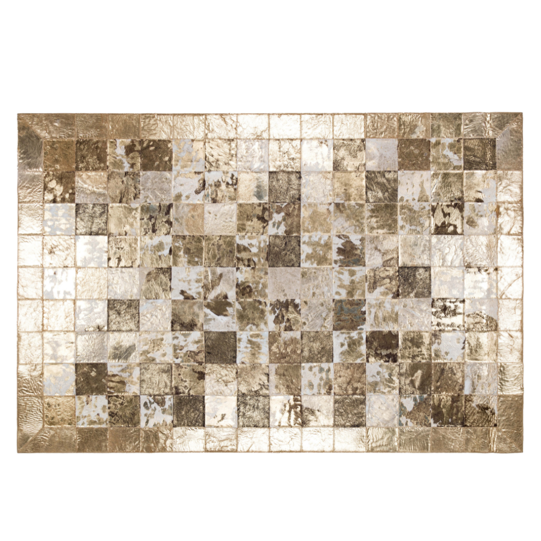Gold Cowhide Leather Rug