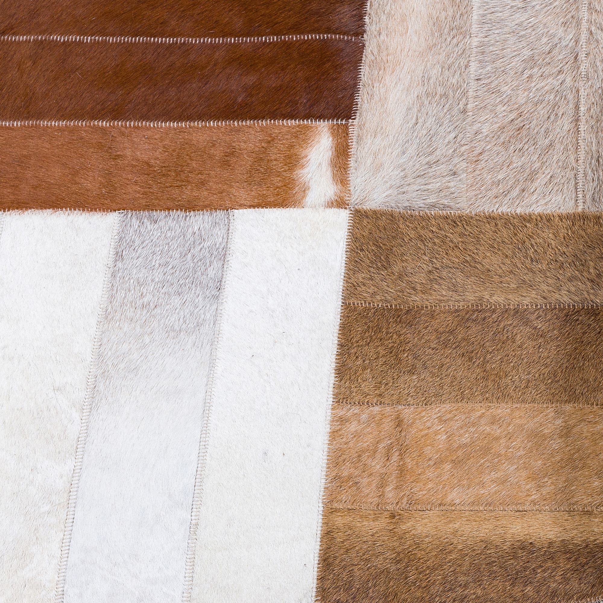 Real Cowhide Tricolor Square Rug