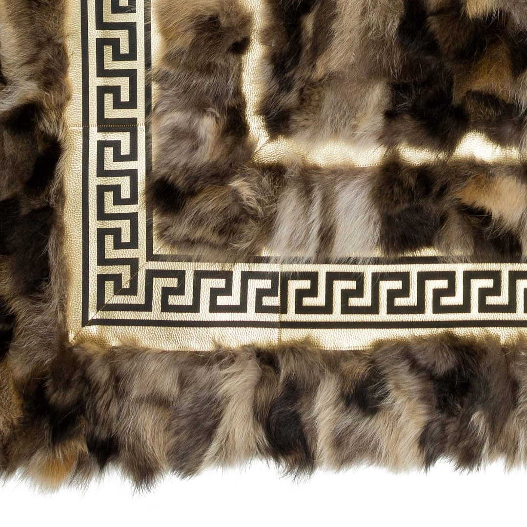 Brown Gold Fox Fur Fluffy Rug