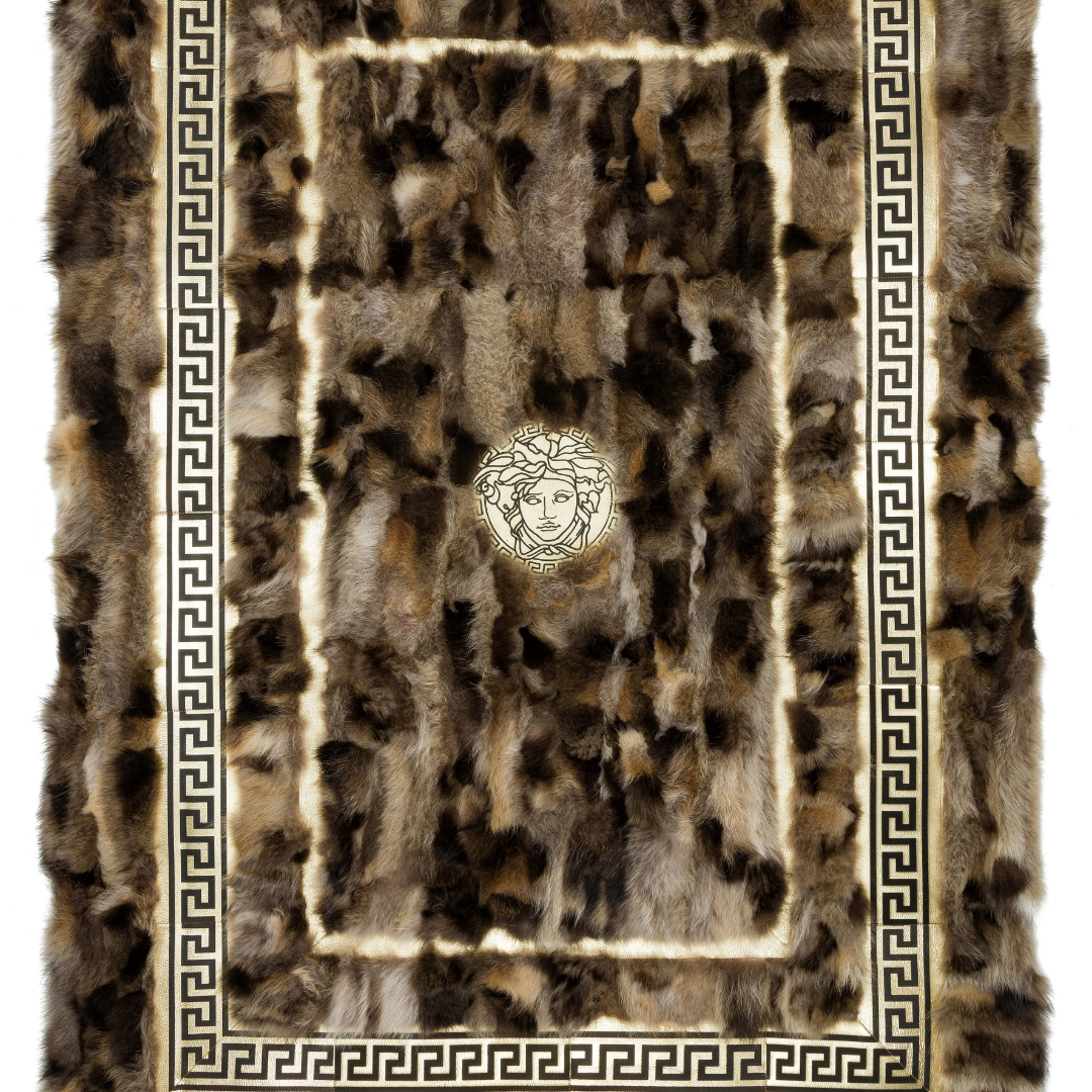 Brown Gold Fox Fur Fluffy Rug