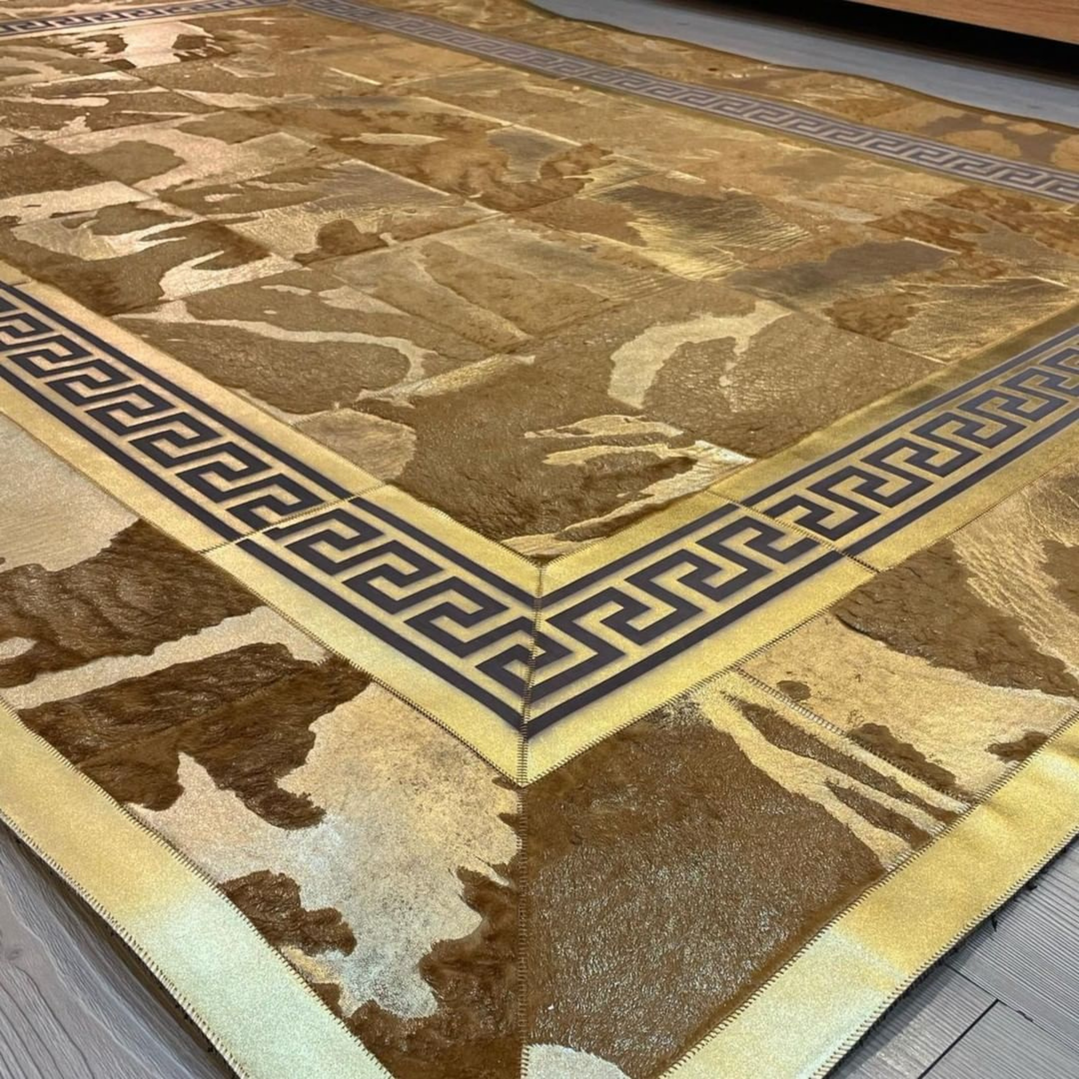 Gold Cowhide Square Rug