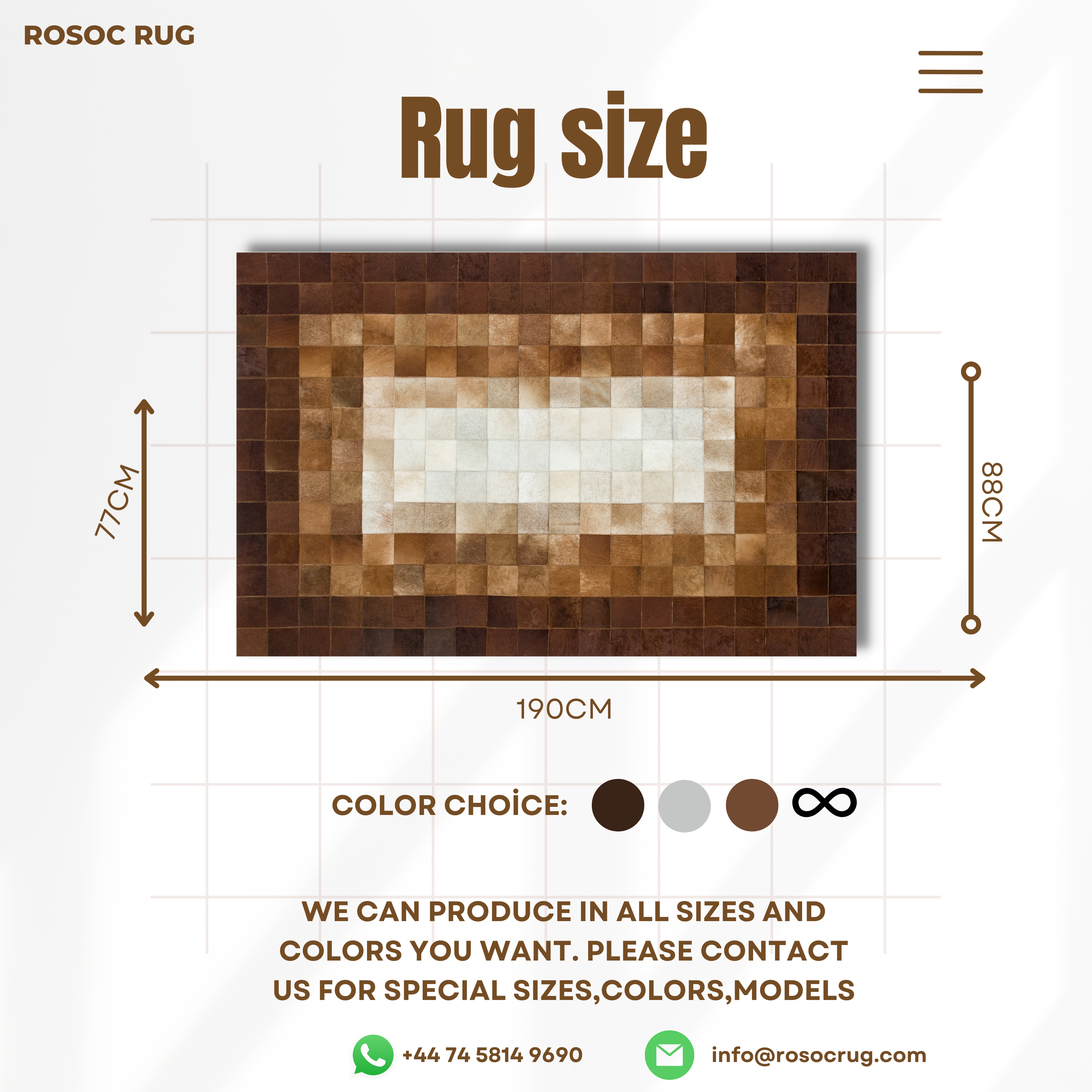 Brown Cowhide Living Room Rug