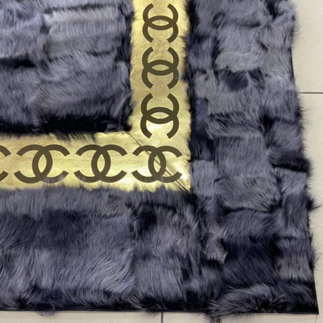Gray Gold Fluffy Sheepskin Rug