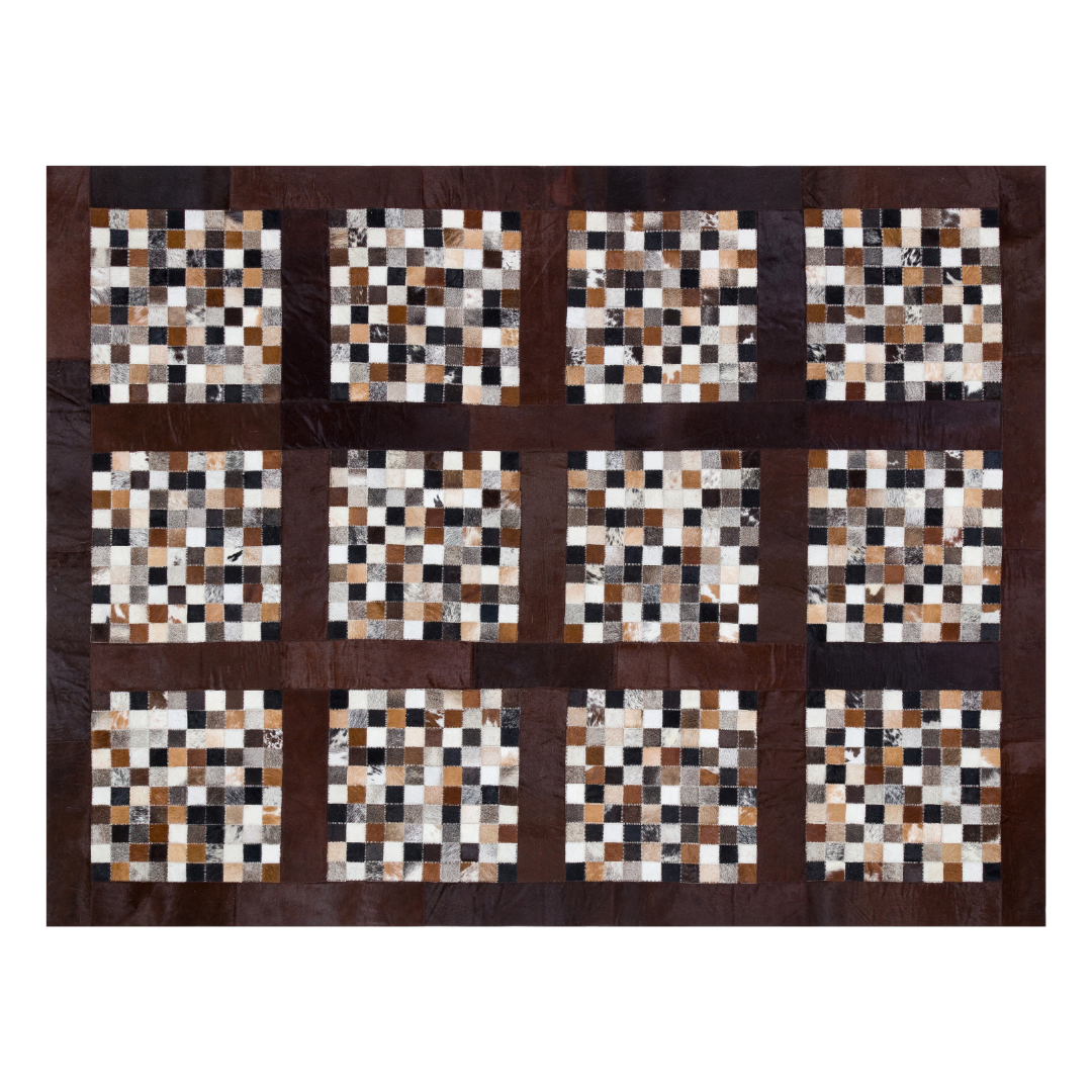 Square Cowhide Patchwork Rug