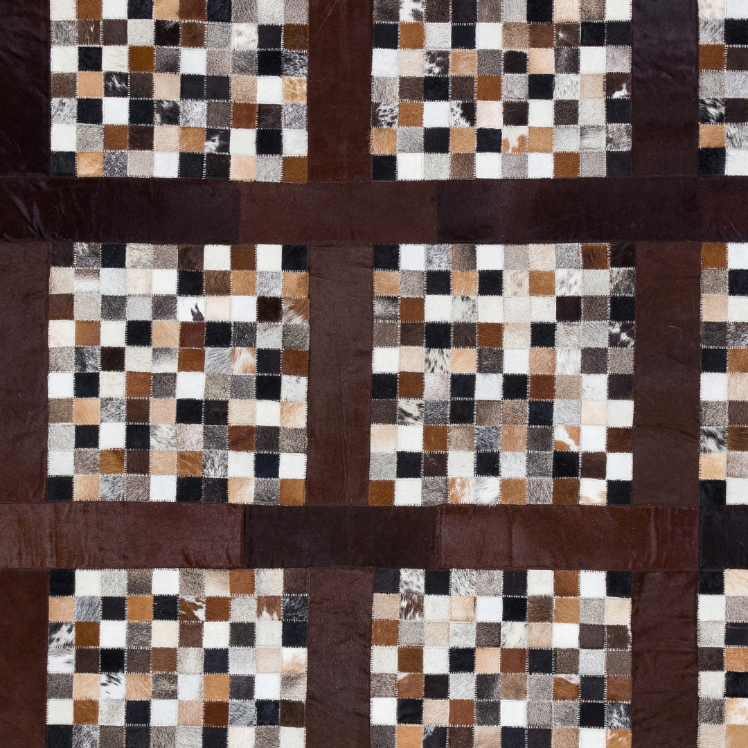 Square Cowhide Patchwork Rug