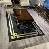 Luxury Black Gold Cowhide Rug