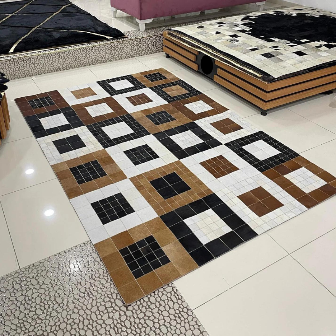 Natural Cowhide Square Rug