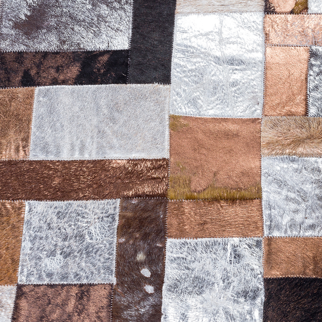 Silver Bronze Cowhide Luxury Rug