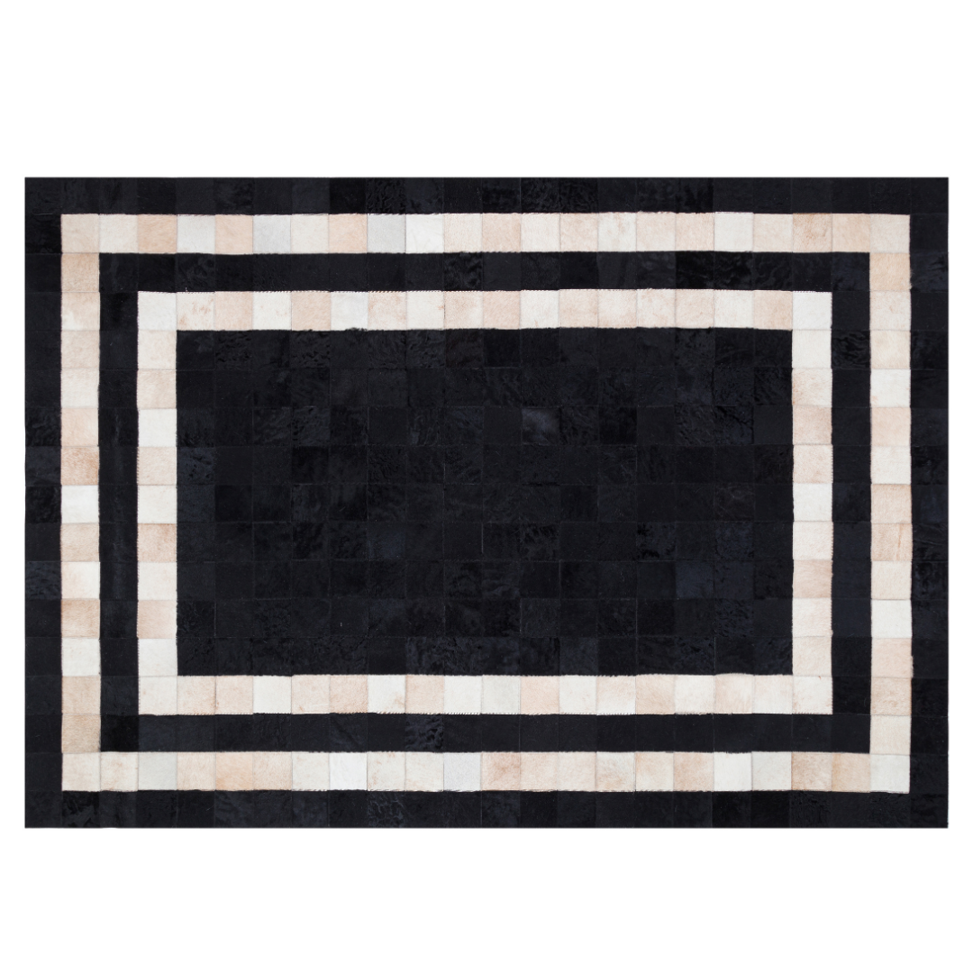 Black Minimal Cowhide Area Rug