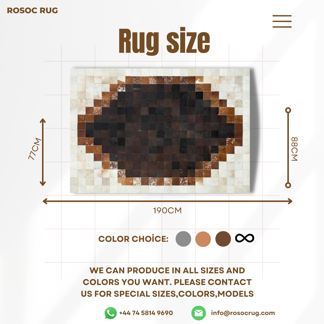 Tricolor Patchwork Cowhide Bedroom Rug