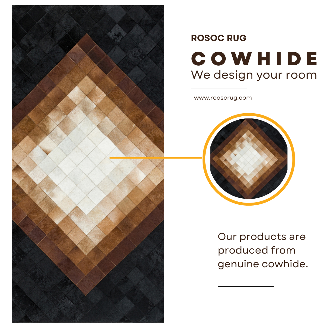 Tricolor Patchwork Genuine Cowhide Rug
