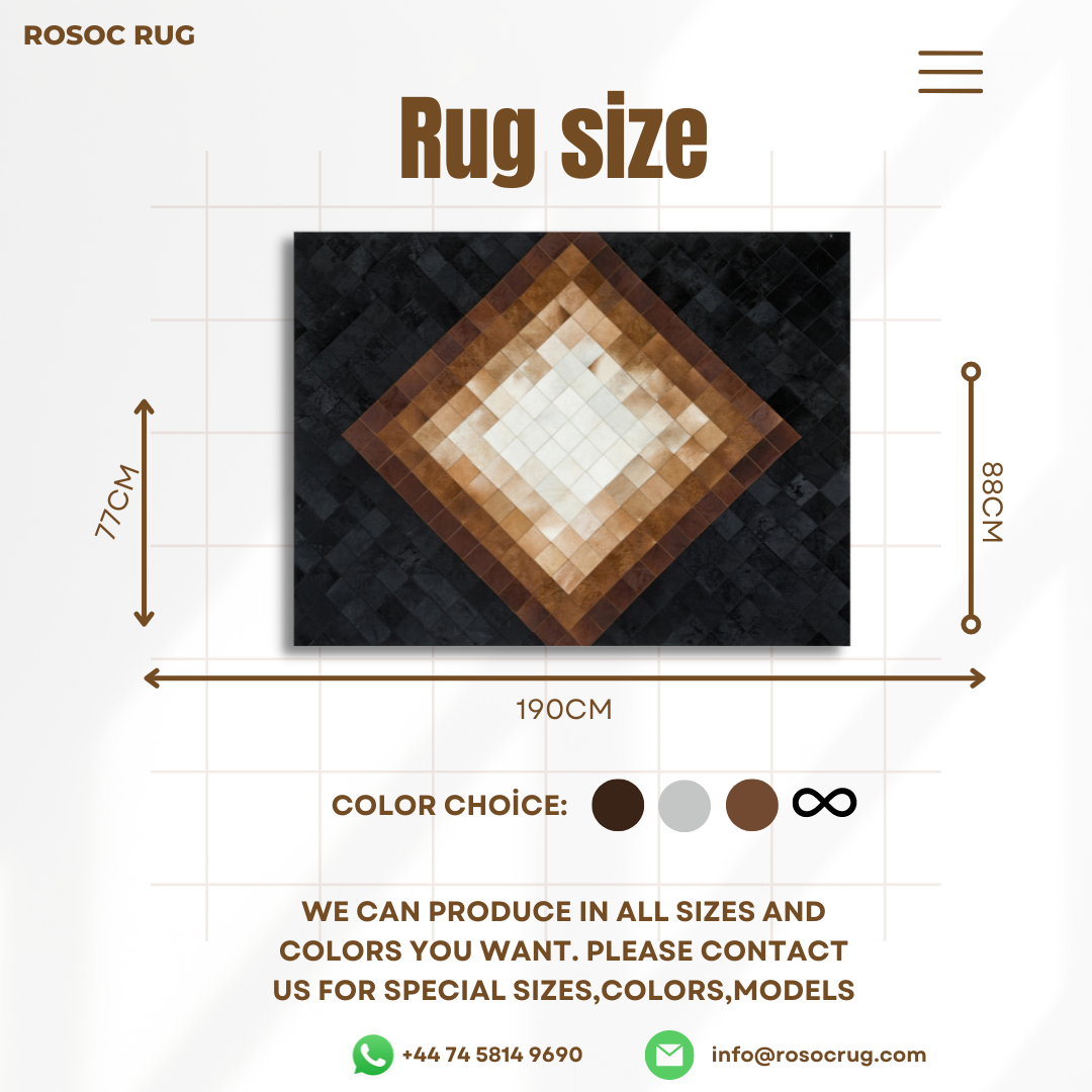 Tricolor Patchwork Genuine Cowhide Rug