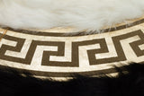 Round Black White Gold Fluffy Sheepskin Rug