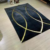 Plush Black Gold Elegant Rug