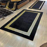 Black Gold Plush Living Room Rug