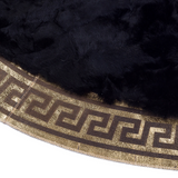 Black Gold Round Fox Fur Rug