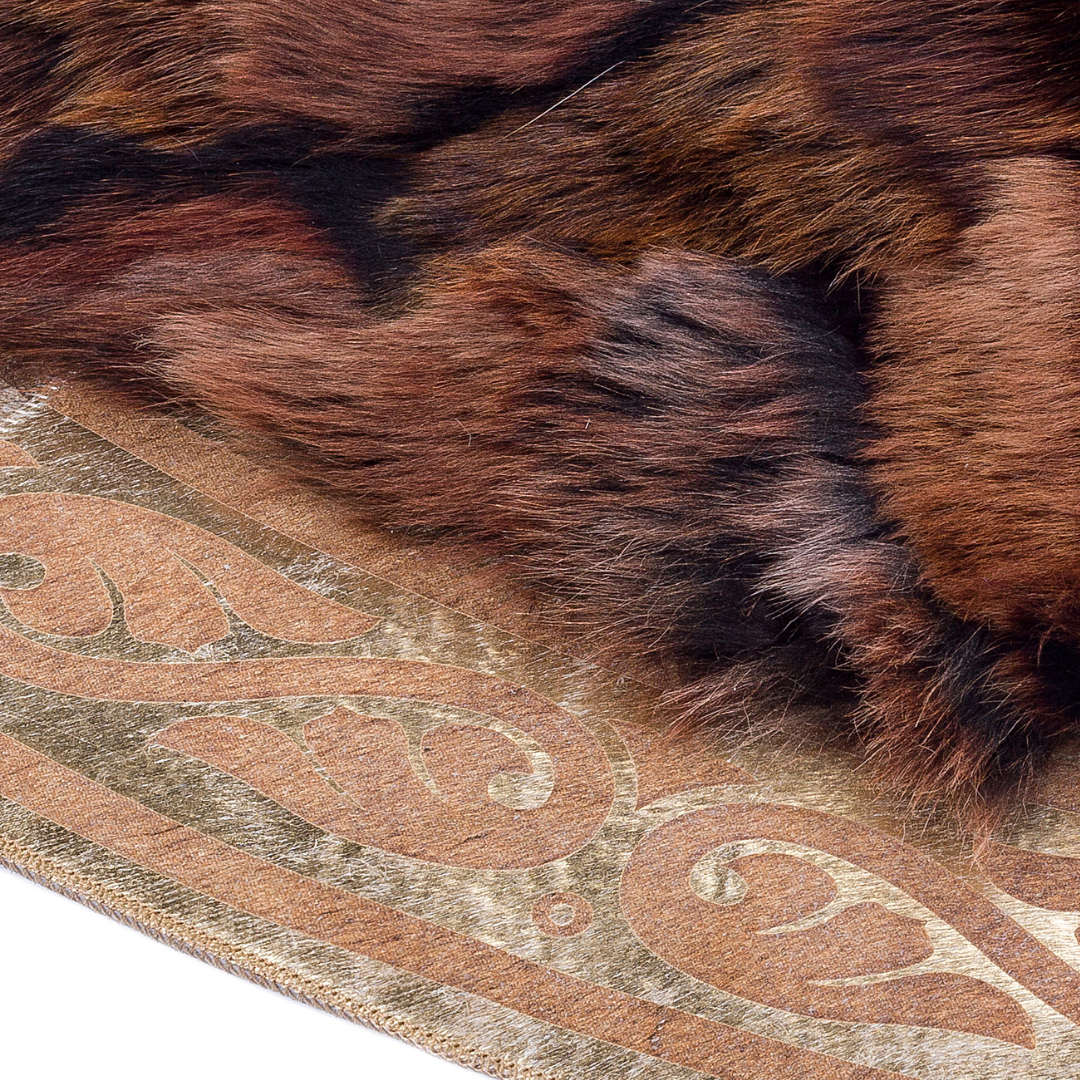 Sheepskin Round Brown Gold Rug