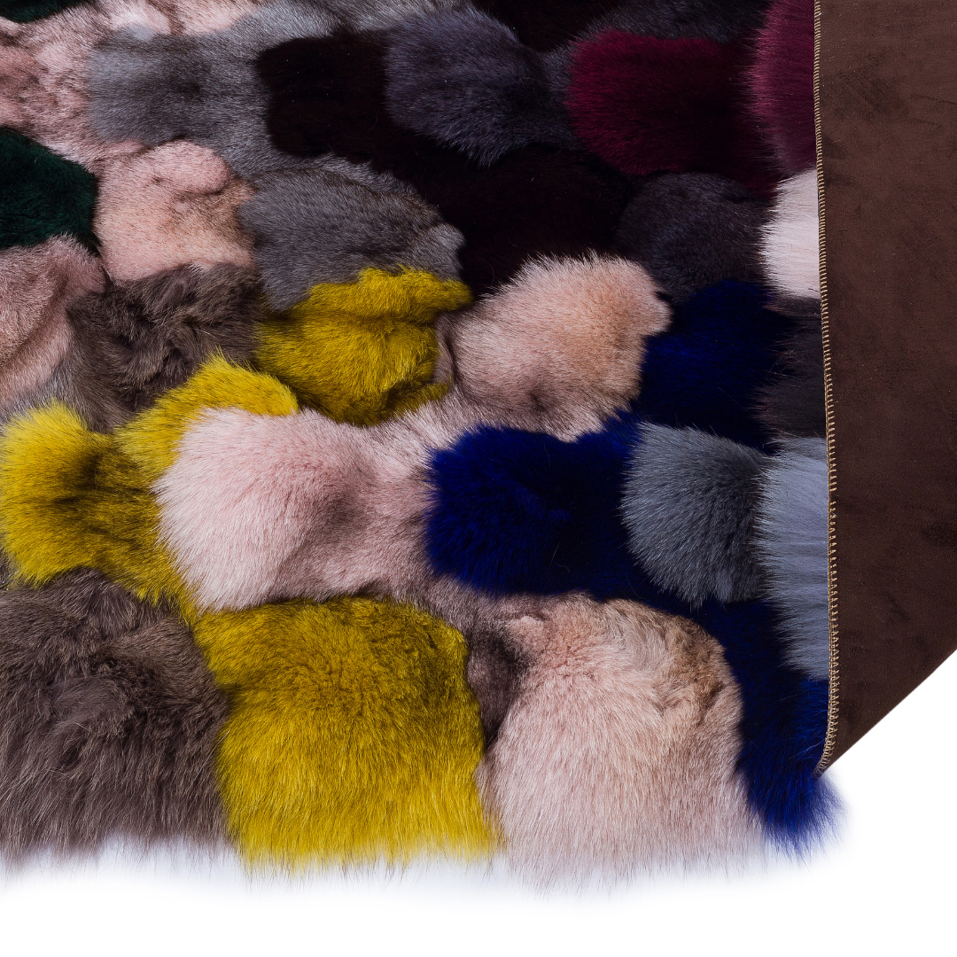 Colorful Fox Fur Large Rug