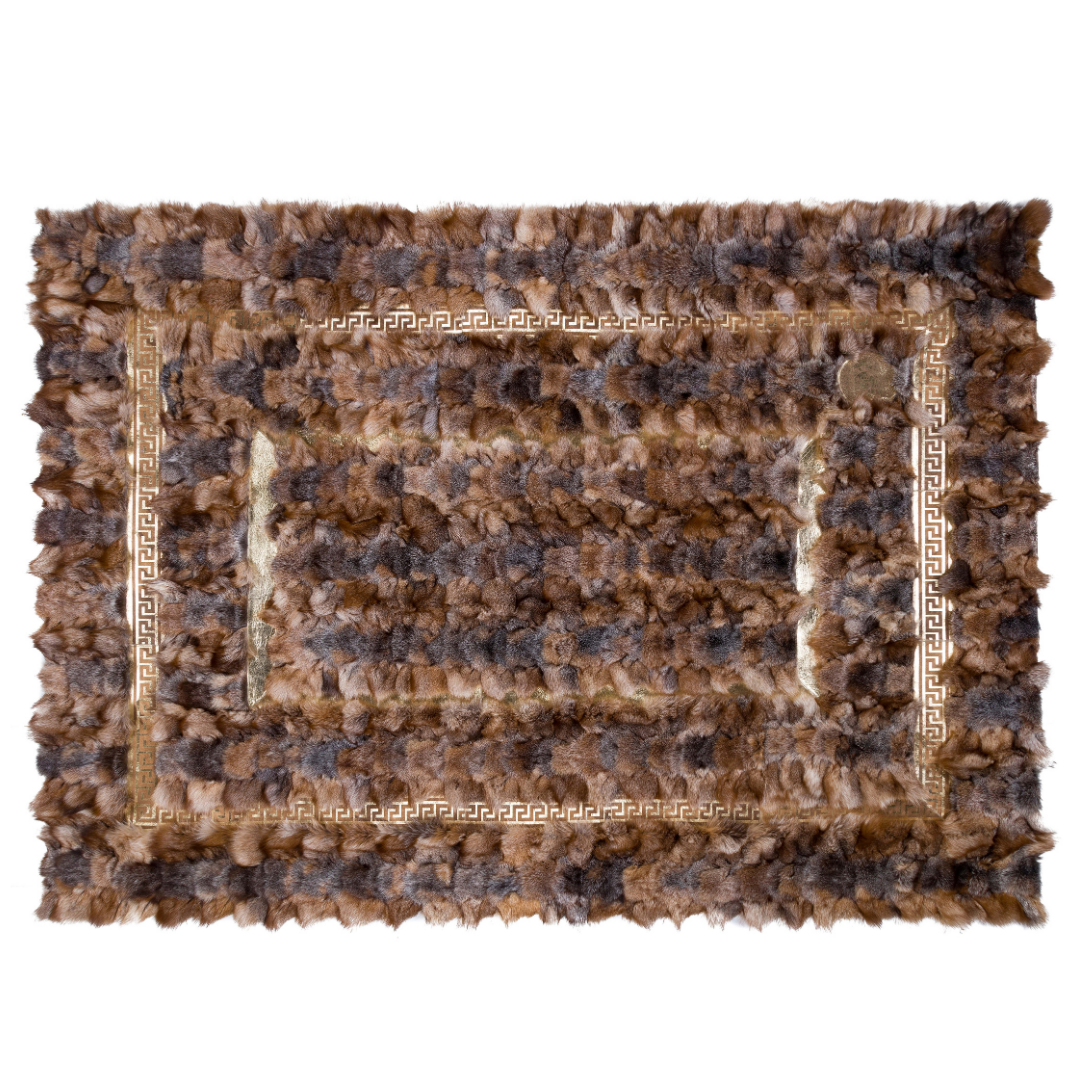 Luxury Fox Fur Gold Living Room Rug
