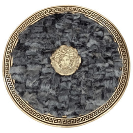 Round Gray Gold Fluffy Sheepskin Rug