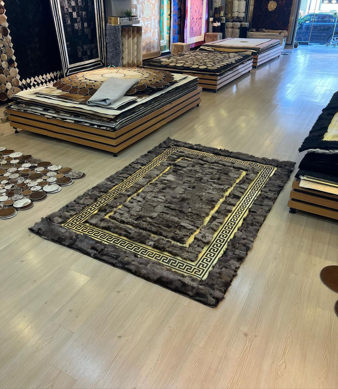 Gray Gold Soft Sheepskin Rug