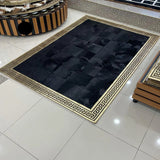 Black Gold Patchwork Genuine Cowhide Rug