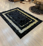 Luxury Black Gold Fluffy Sheepskin Rug