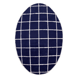 Oval Navy Blue White Plush Rug