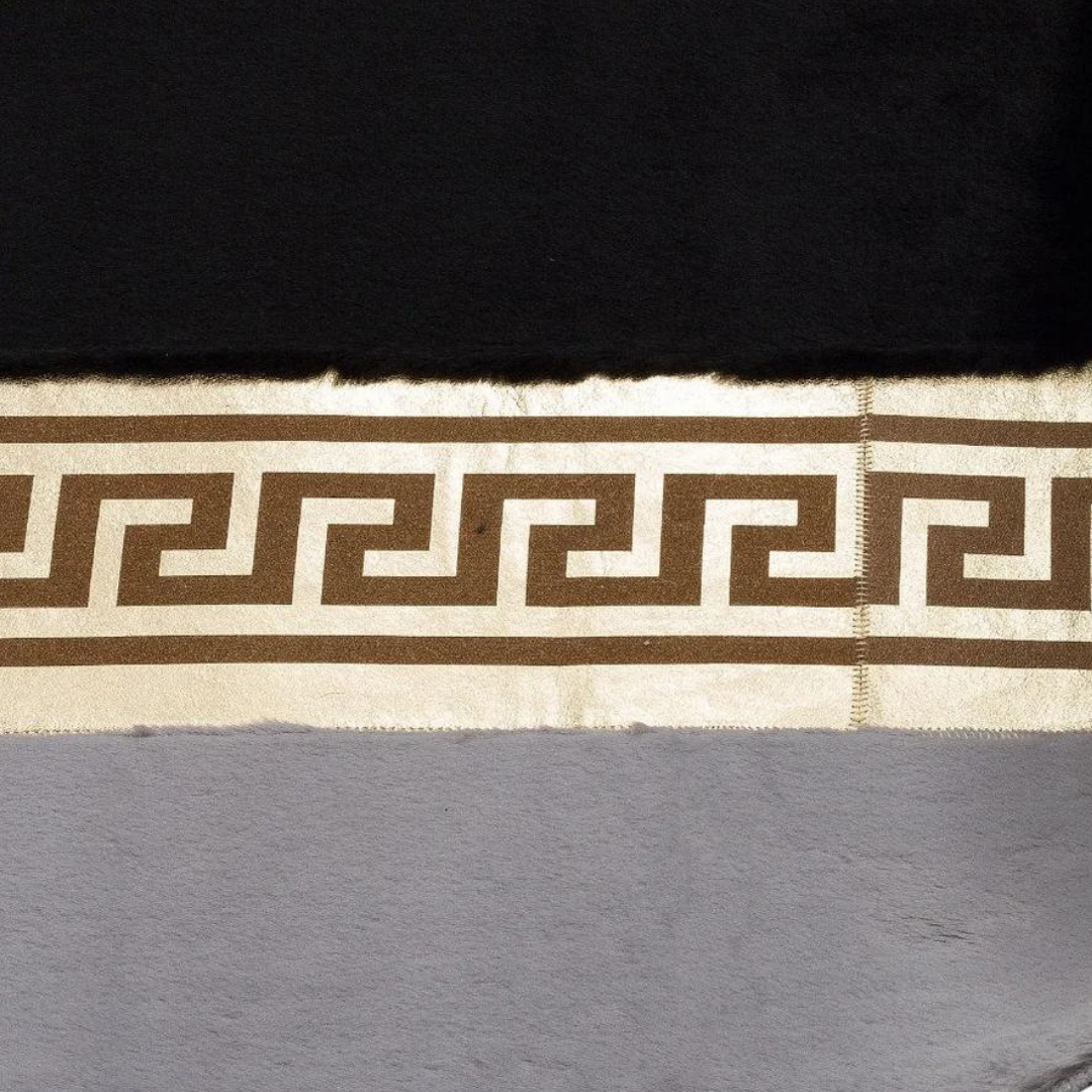 Black Gray Plush Rug