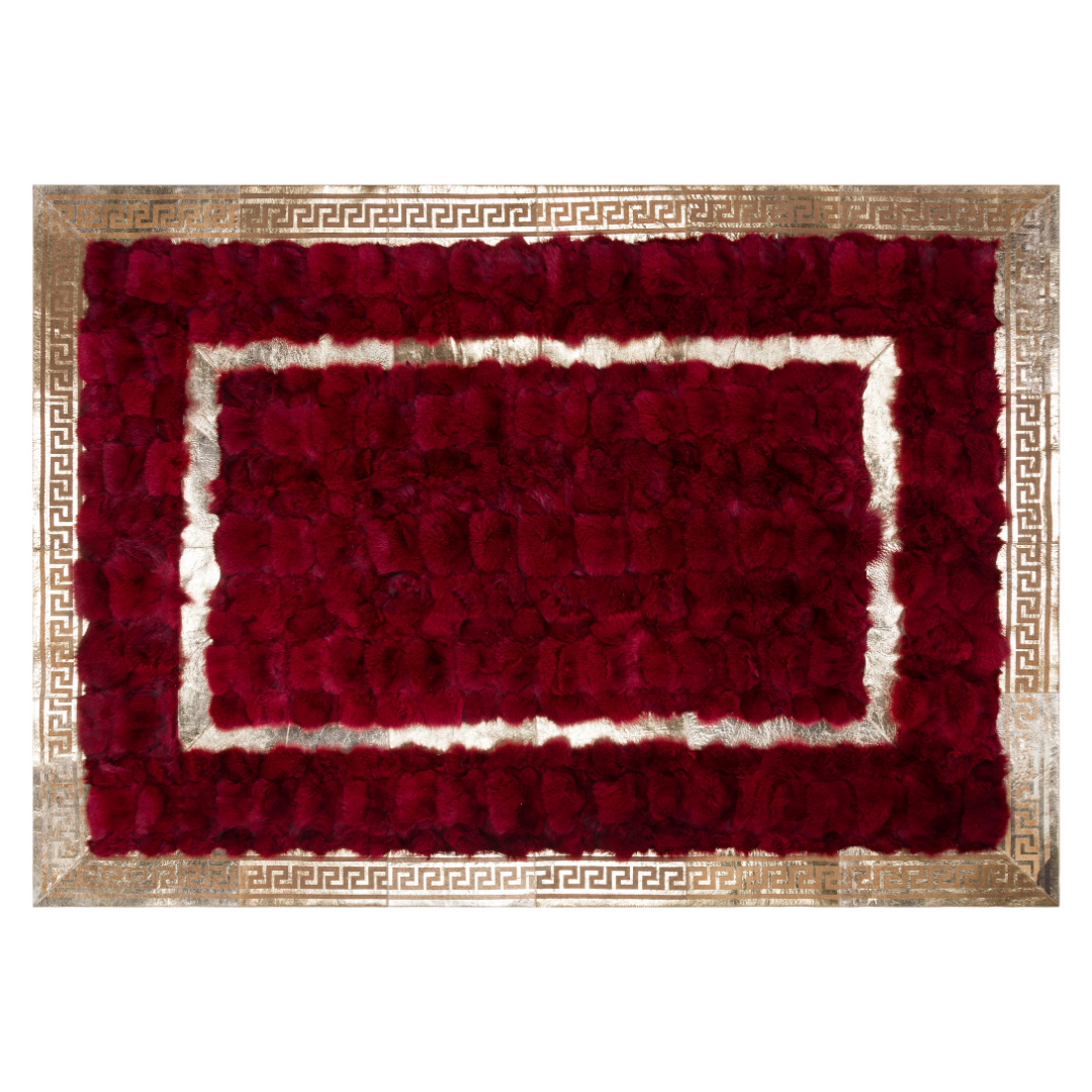 Red Luxury Fox Fur Rug