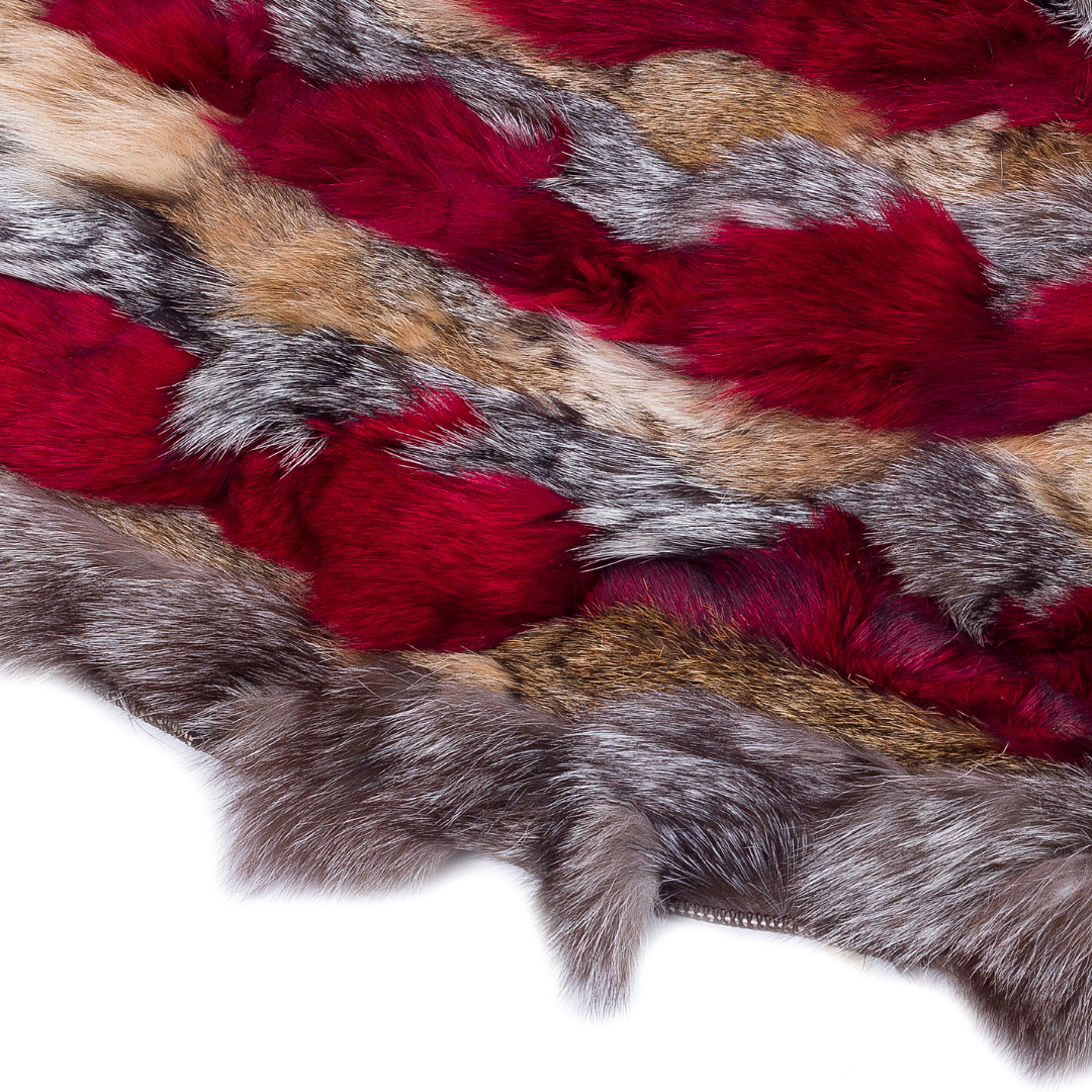 Round Red Fox Fur Rug