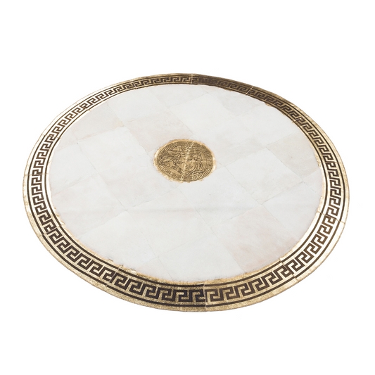 Round White Gold Sheepskin Rug