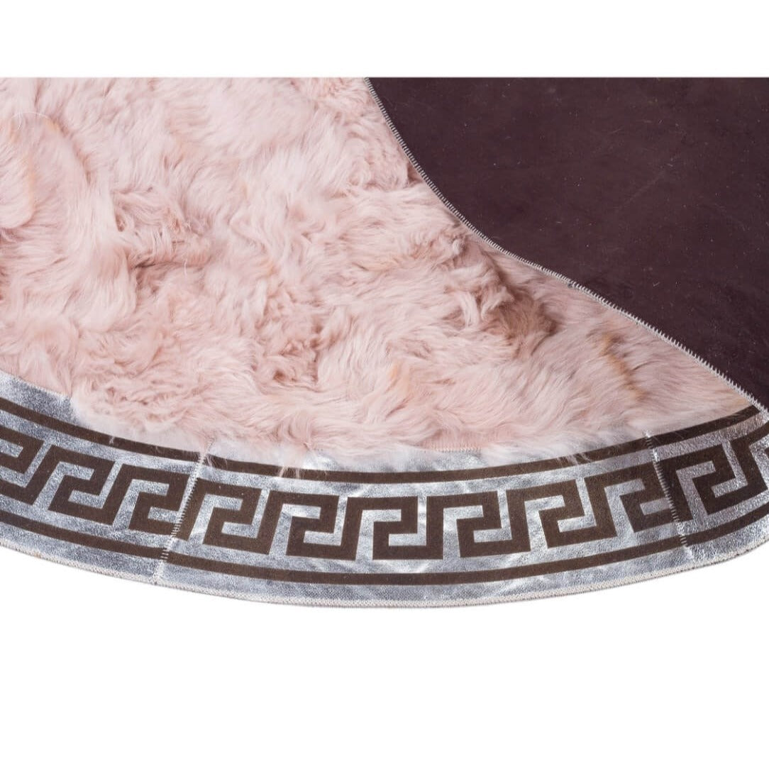 Round Silver Fluffy Sheepskin Rug