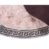 Round Silver Fluffy Sheepskin Rug