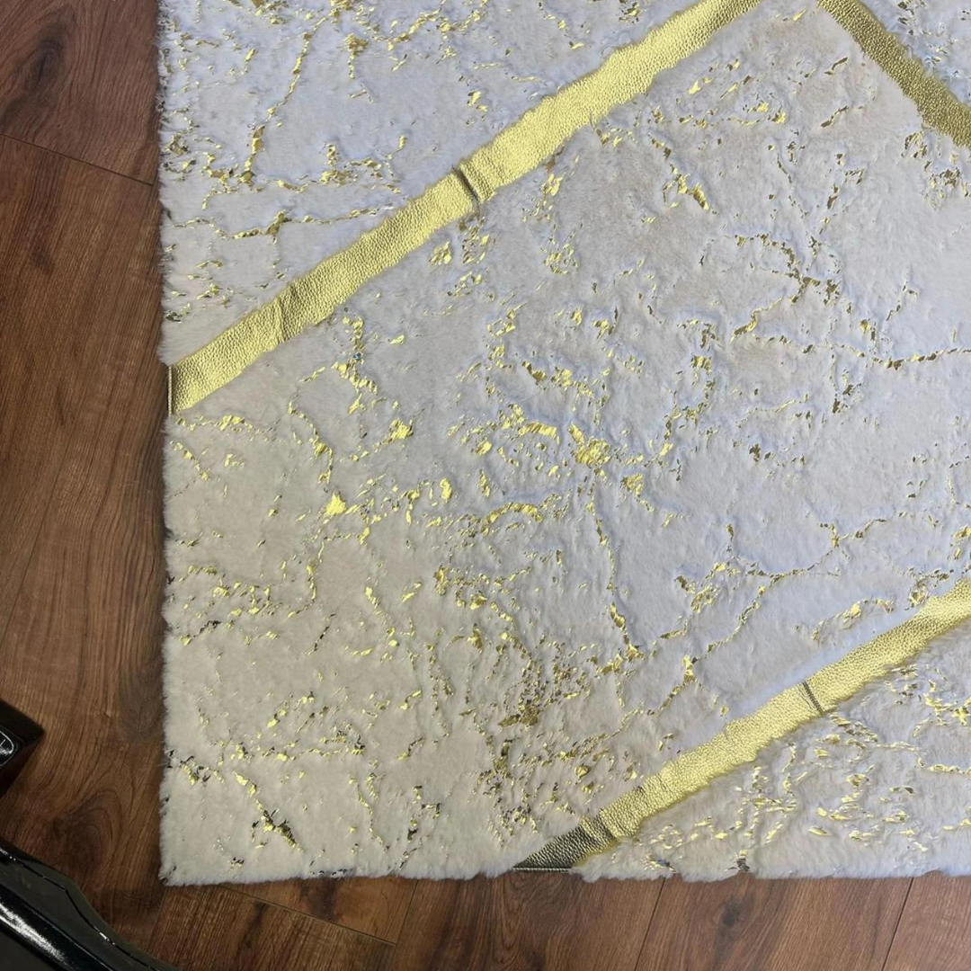 Soft Luxury White Gold Plush Rug