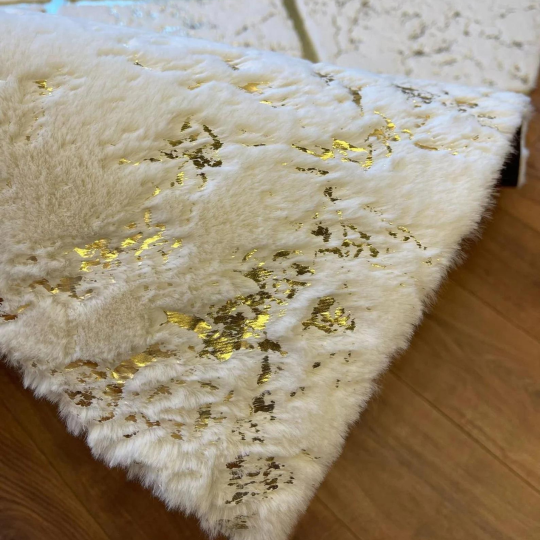 Soft Luxury White Gold Plush Rug